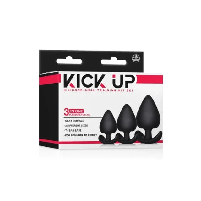 Excellent Power Kick Up – 3 in 1 Silicone Anal Training Set Black 7A