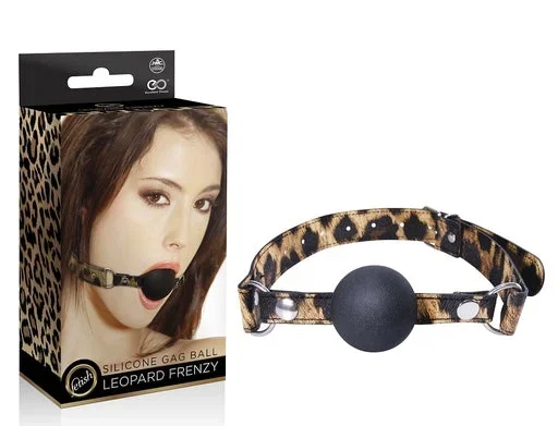 Excellent Power Leopard Frenzy PU Leather with Silicone Ball Gag