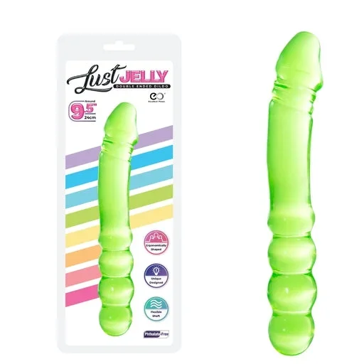 Excellent Power Lust Jelly PVC 9.5″ Double Dong Green