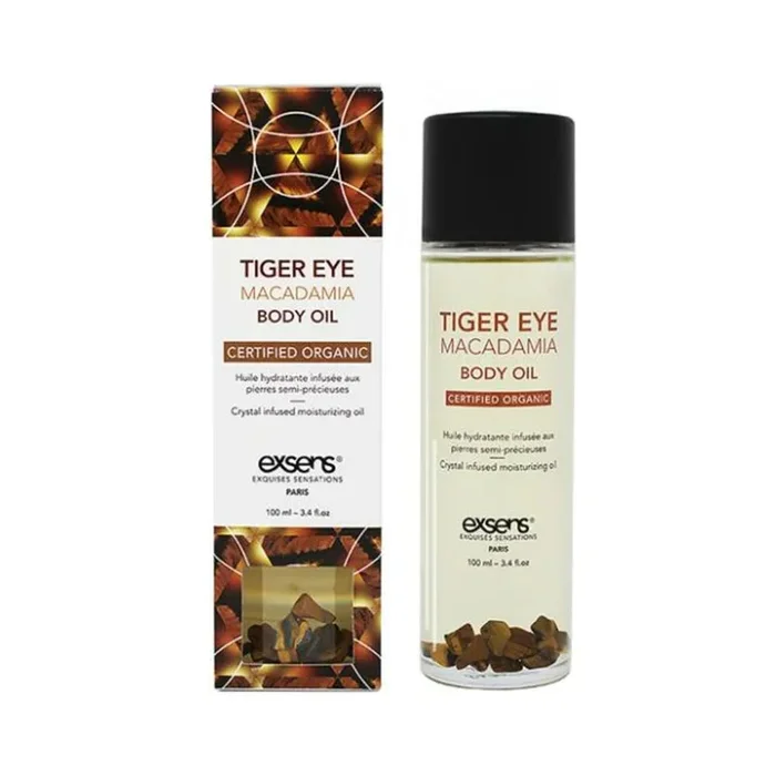 Exsens Organic Body Oil W/stones – Tiger Eye Macadamia 100 Ml