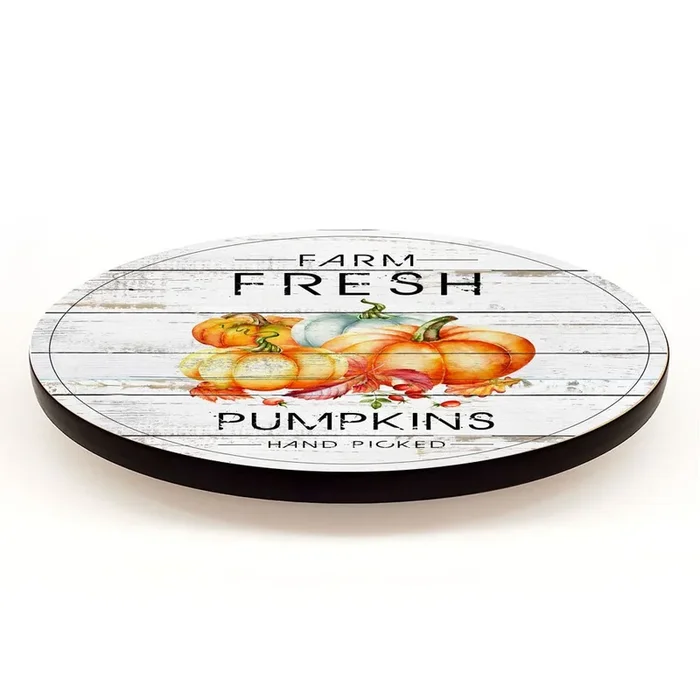 Farm Fresh Pumpkins Lazy Susan – Size Options – Handcrafted in USA
