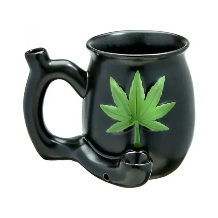 Fashioncraft Matte Black With Embossed Green Leaf Roast & Toast Mug