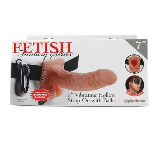 Fetish Fantasy 7 Inch Vibrating Hollow Strap-On in Flesh