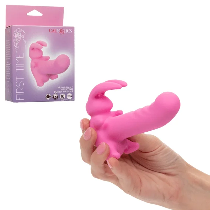 First Time® Rechargeable Travel Lock Ridged & Contoured Vibrating Bunny Dreams Clitoral Vibrator
