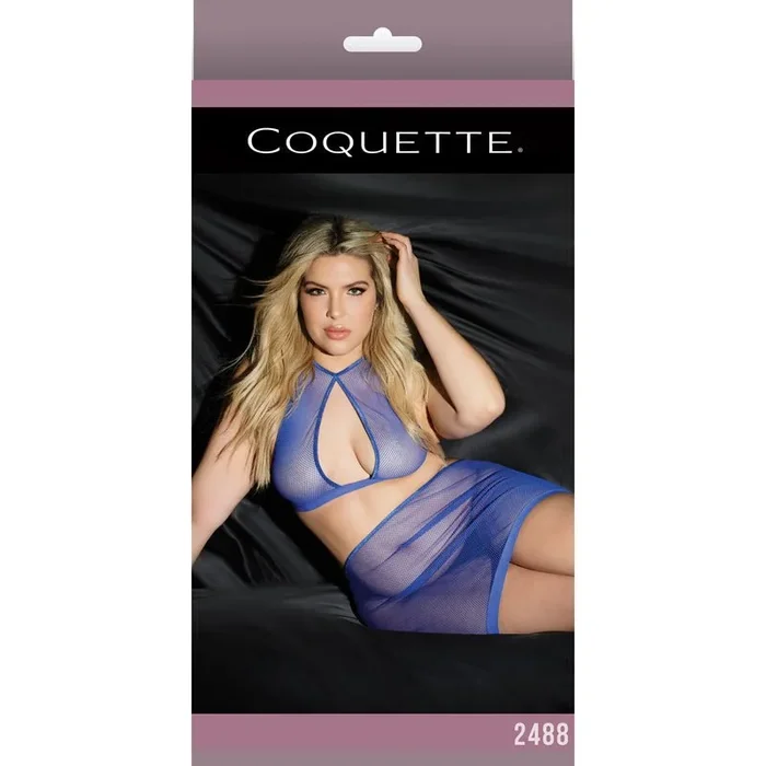 Fishnet Halter Top & High Waisted Skirt Cobalt XL Packaging Box