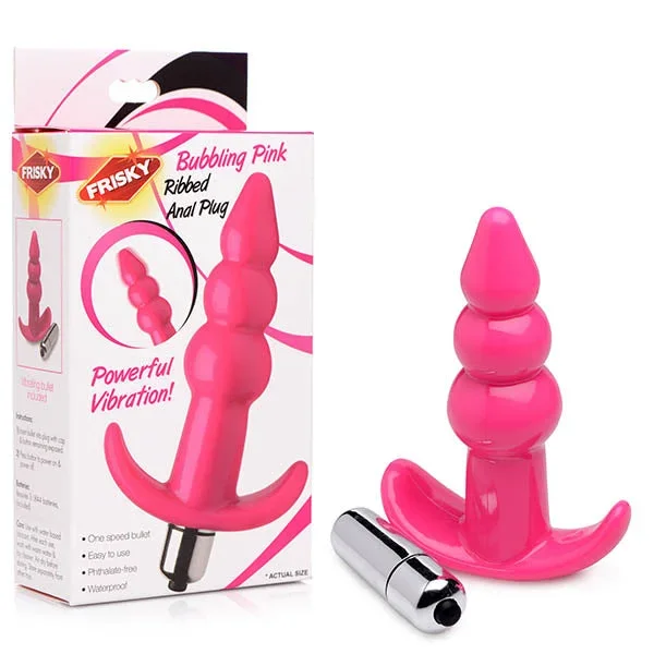 Frisky Ribbed Vibrating Butt Plug – 10.9 cm Vibrating Butt Plug
