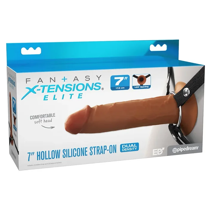 FX Elite 7” Silicone Hollow Strap-On – Tan – Tan 17.8 cm Hollow Strap-On