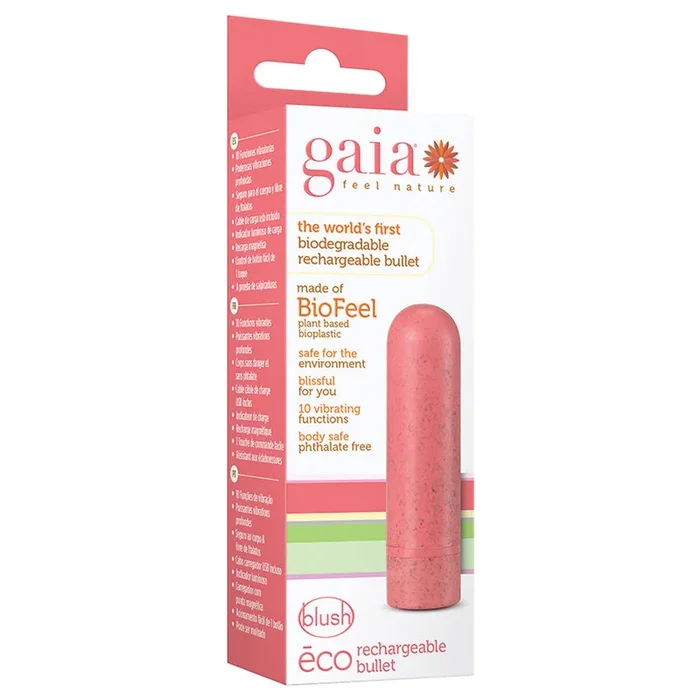 Gaia Eco Rechargeable: Plant-Based 3″ Smooth Multispeed Bullet Vibrator in Coral – Made from Sustainable BioFeel