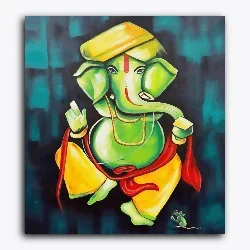 Ganesha Green Modern Art