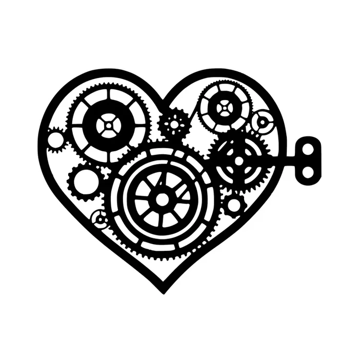 Gear Clock Heart, Sticker Decal