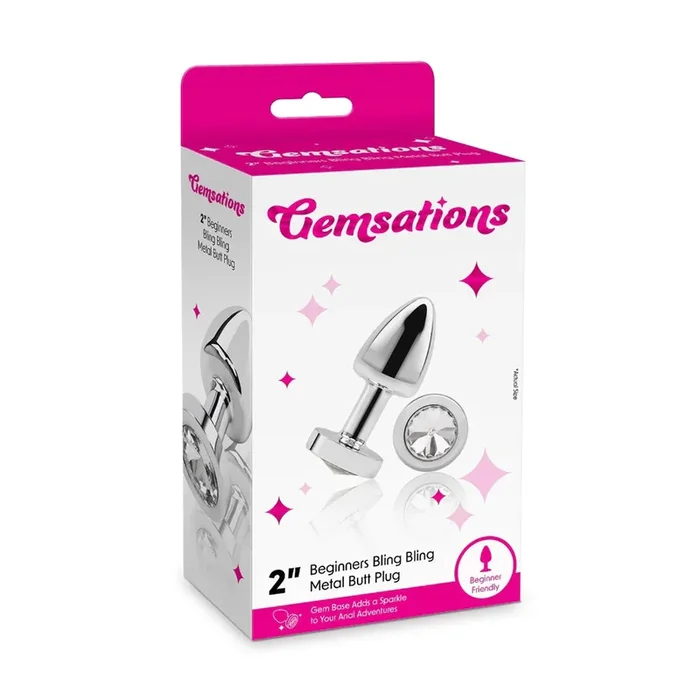 Gemsations 2″ Beginners Bling Bling Metal Butt Plug Silver