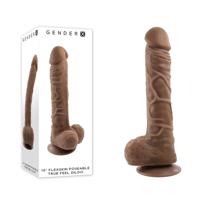 Gender X FLEXSKIN POSEABLE TRUE FEEL Dildo – 25cm Dark Skin
