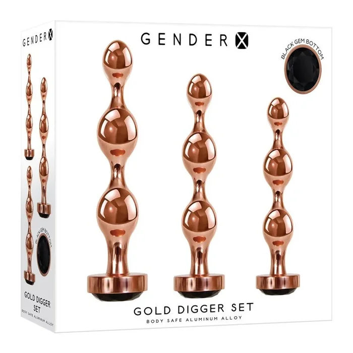 Gender X GOLD DIGGER SET – Rose Gold Metallic Butt Plugs – Set of 3 Sizes