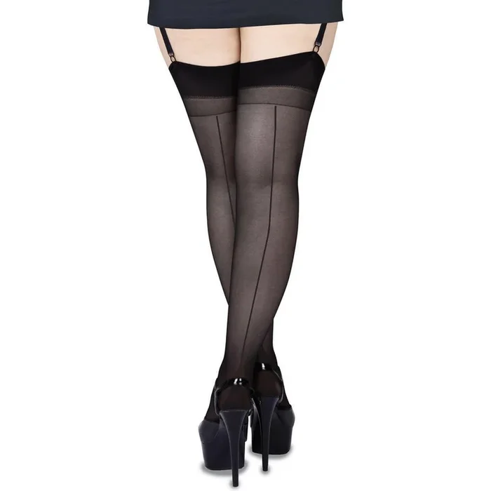 Glamory Plus Delight 20 Backseam Hold-Up Stockings – Sheer Matt Elegance in Black