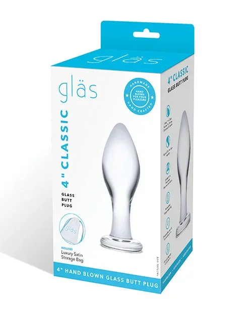 Glas 4″ Classic Butt Plug – Clear