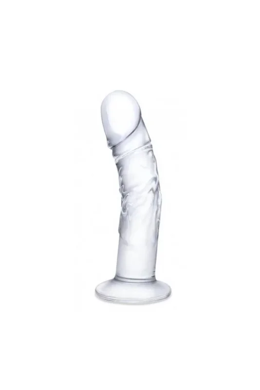 Gläs – Curved Realistic 7″ Glass Dildo With Veins – Clear