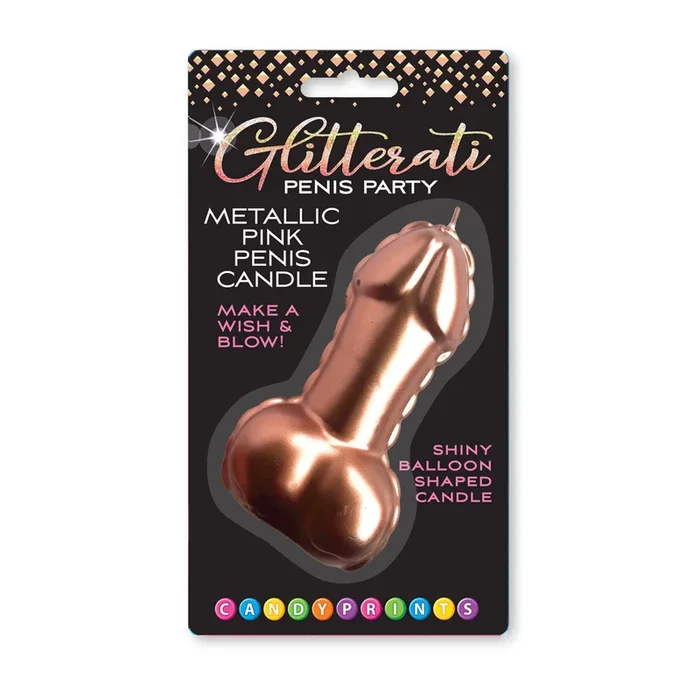 Glitterati Metallic Pink Penis Candle – 10 cm Penis Party Candle