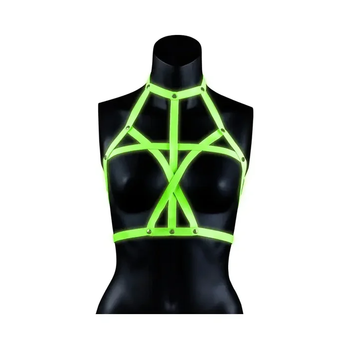 Glow in the Dark Bra Bondage Harness Neon Green L/XL