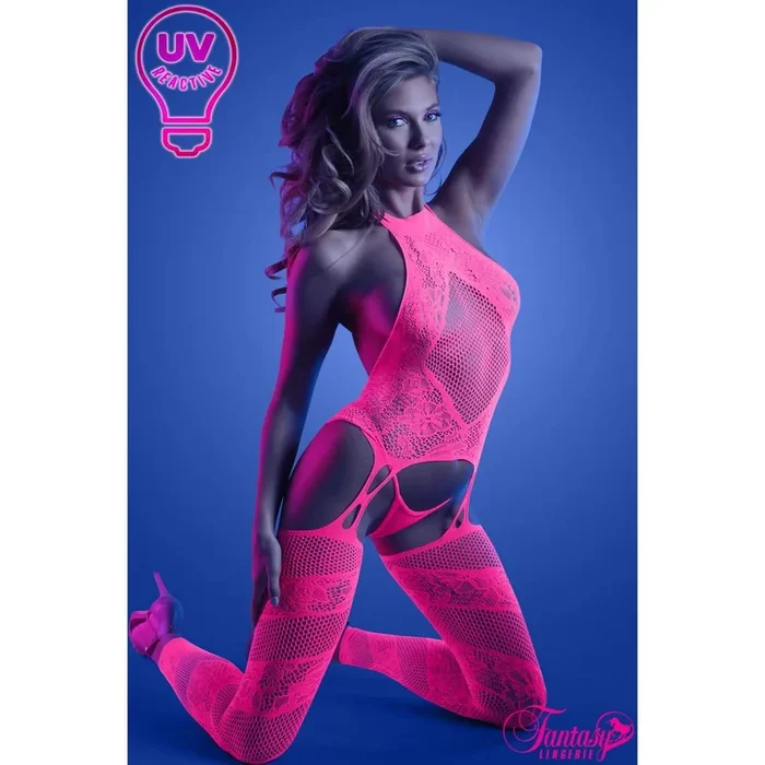 Glow UV Reactive Lace Bodystocking by Fantasy Lingerie