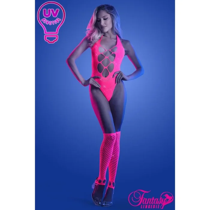 Glow UV Rhinestone Teddy by Fantasy Lingerie