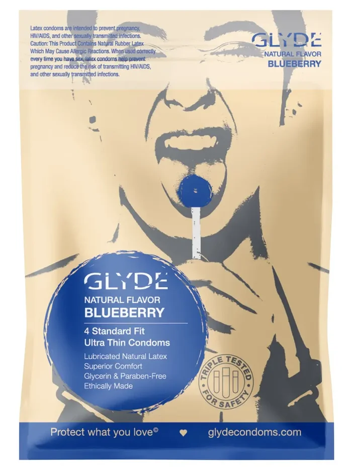GLYDE ULTRA Organic Blueberry Flavored Condoms