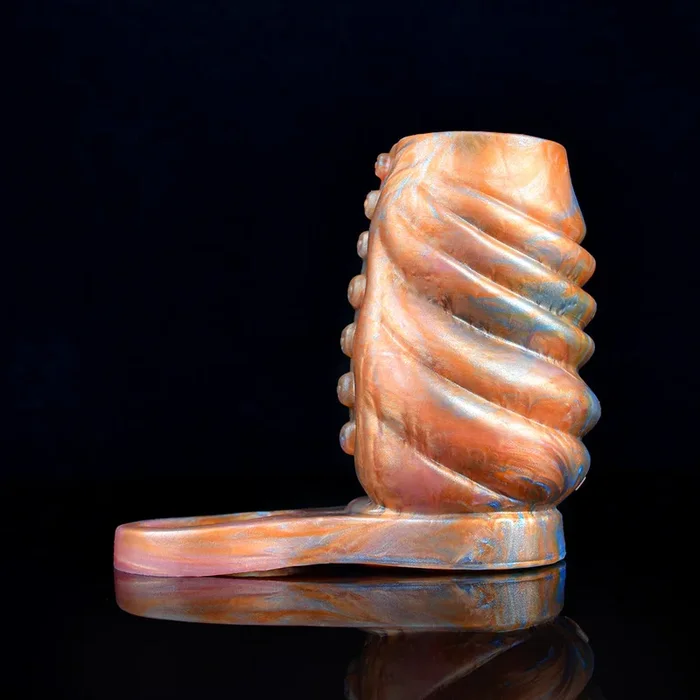 Golden Sprial Cock Sleeve Extender – Fantasy Girthy Penis Enlargement Sex Toys for Men