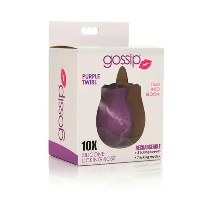 Gossip Tongue Tickler 10 Function Rechargeable Silicone Licking Rose Purple