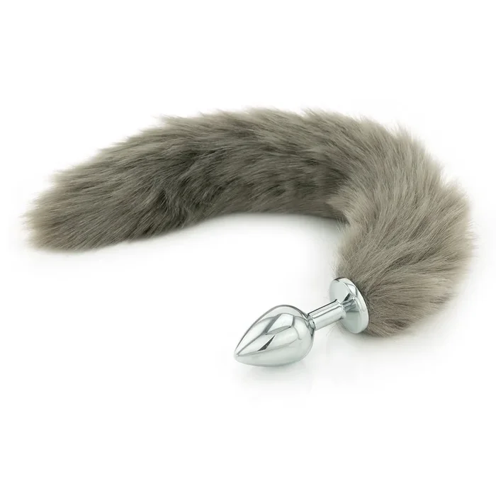 Grey Faux Fur Tail – Metal Butt Plug