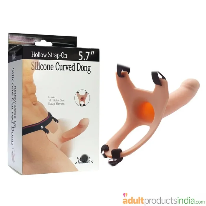 Hollow Strap-on Silicone Curve Dong Extended Strapon Dildo – 5.7 Inches