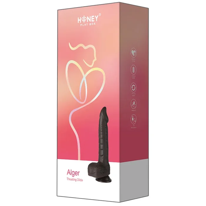 Honey Play Box ALGER 8 Inch Black Thrusting Vibrating Dildo