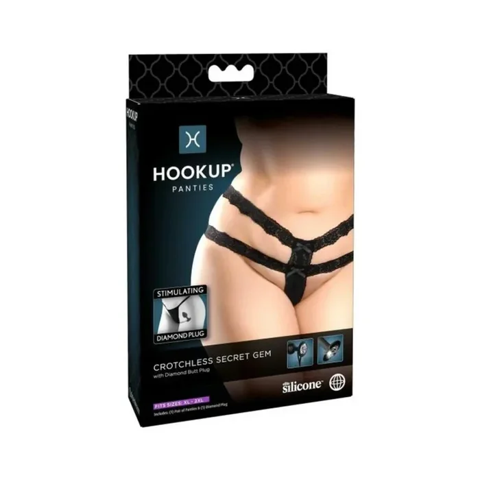 Hookup Crotchless Secret Gemblack Fits Size Xl-xxl