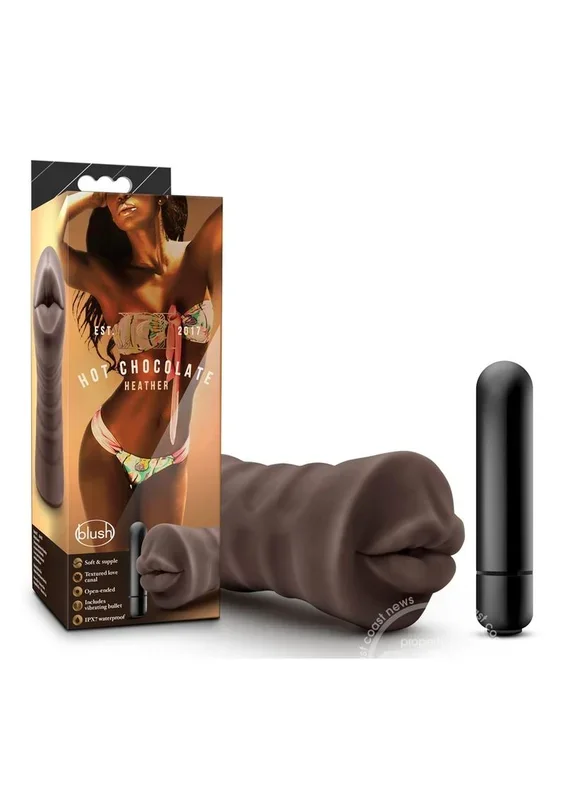 Hot Chocolate Heather Vibrating Masturbator with Bullet – Mouth – Chocolate