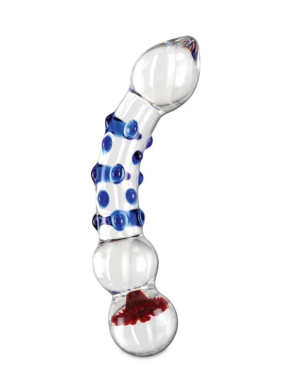 Icicles No. 18 Hand Blown Glass Massager – Clear W/blue Knobs