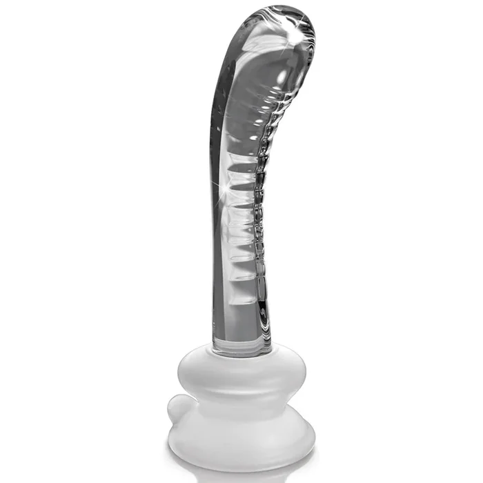 Icicles No. 88 Ridged Curved Glass G-Spot Wand With Suction Cup