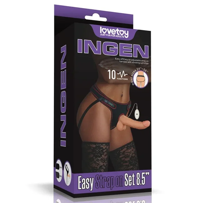 Ingen Vibrating Easy Strap-On Set – Flesh (8.5”)