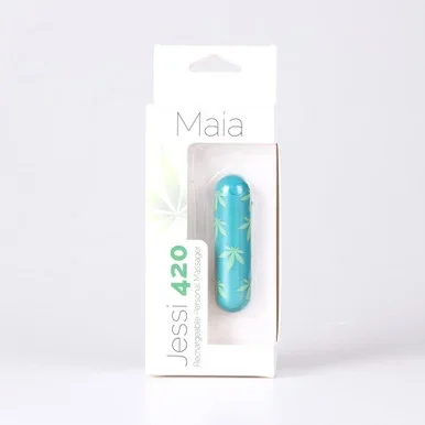 Jessi 420 10 Function Mini Rechargeable Bullet Vibrator Emerald Green