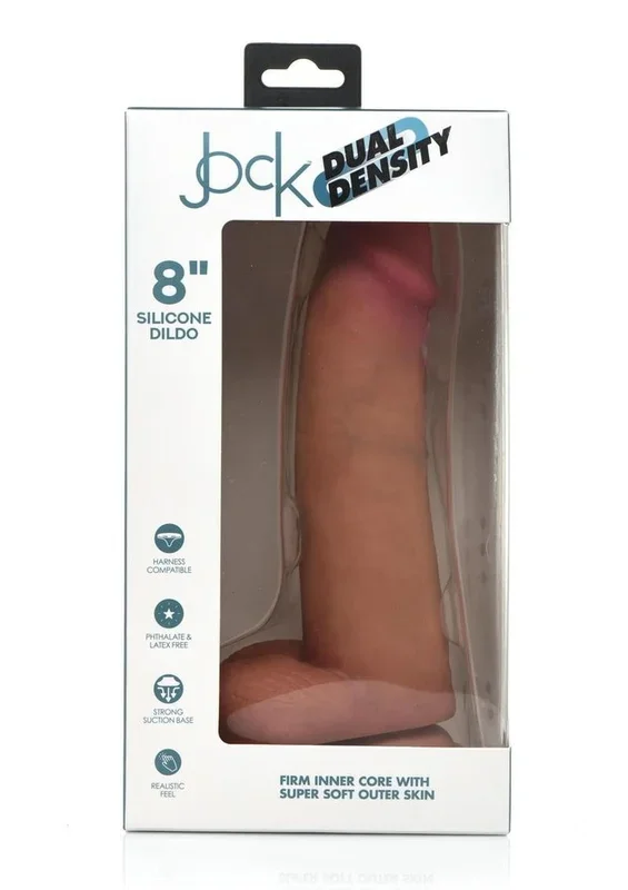 Jock Dual Density Silicone Dildo with Balls 8in – Vanilla