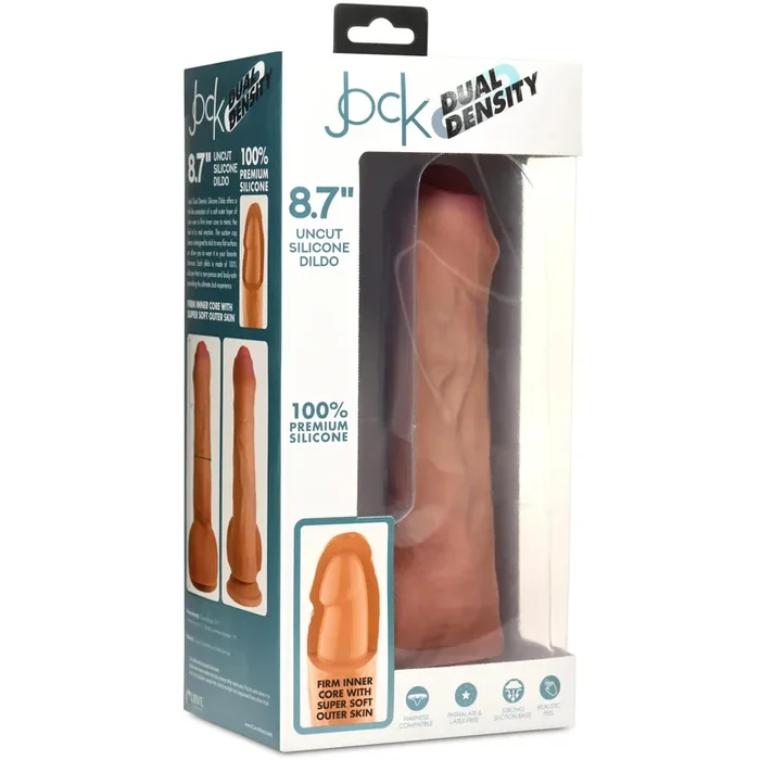 Jock Dual Density Uncut Silicone Dildo with Balls – 8.7″