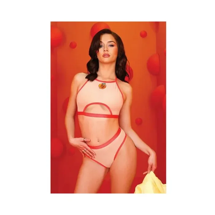 Just Peachy Cut Out Halter Top & Cheeky Panty Nude M/l