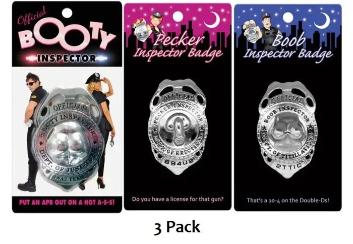 Kheper Games | Pecker, Boob, Booty Inspector Badges – 3 Pack