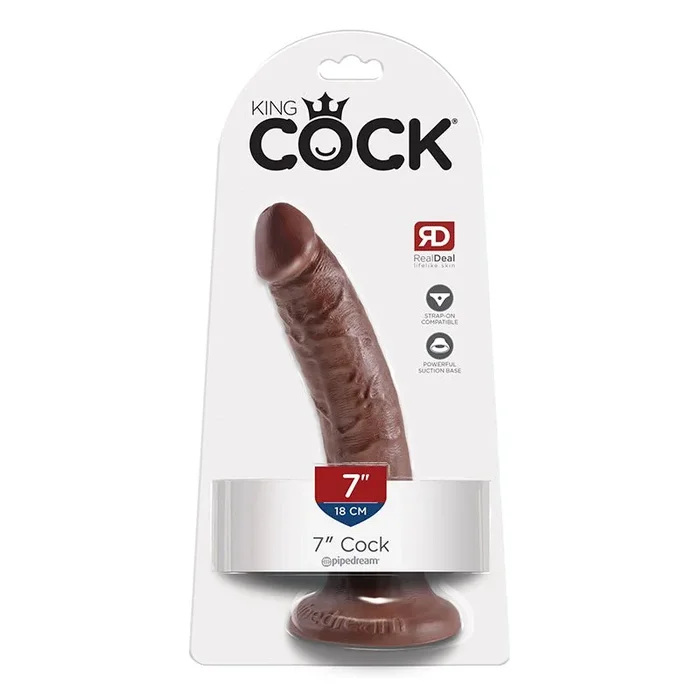 King Cock 7 in. Cock Realistic Dildo With Suction Cup Brown