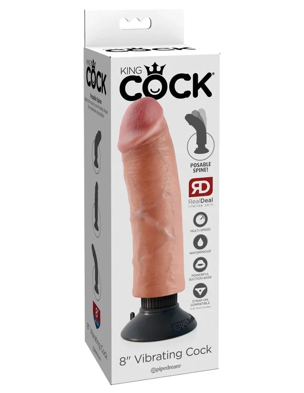 King Cock 8-Inch Bendable Vibrating Toy with Suction Base