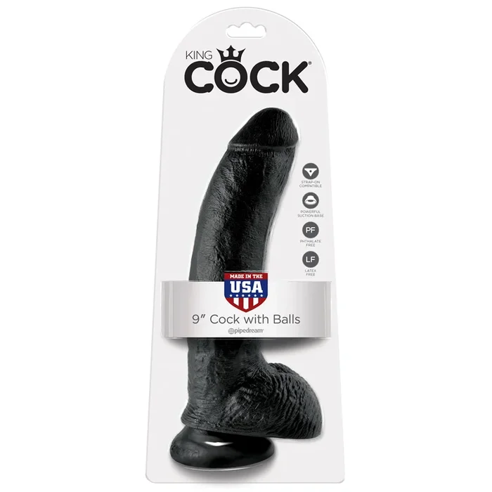 King Cock 9″ Cock with Balls Black