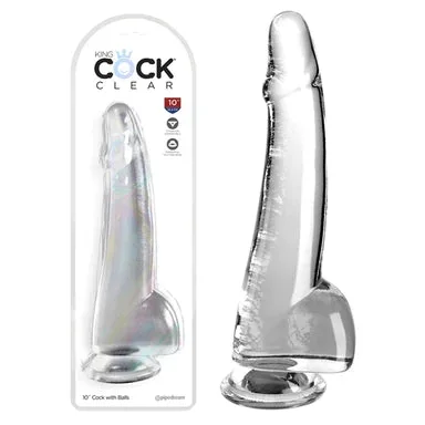 King Cock Clear Dildo With Balls 10″ by Pipedream Products®