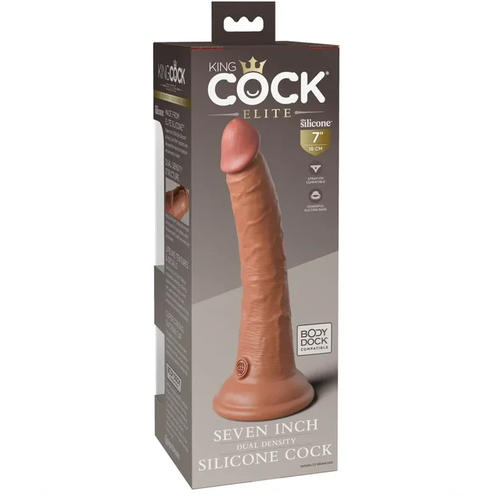 King Cock Elite 7″ Silicone Dual Density Cock – Tan