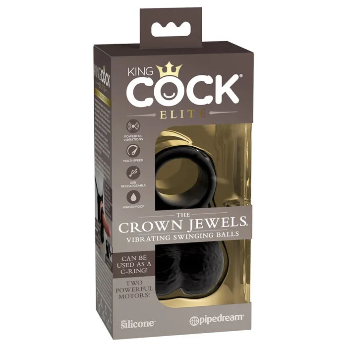 King Cock Elite The Crown Jewels Vibrating Silicone Balls – USB Rechargeable Vibrating Cock Ring
