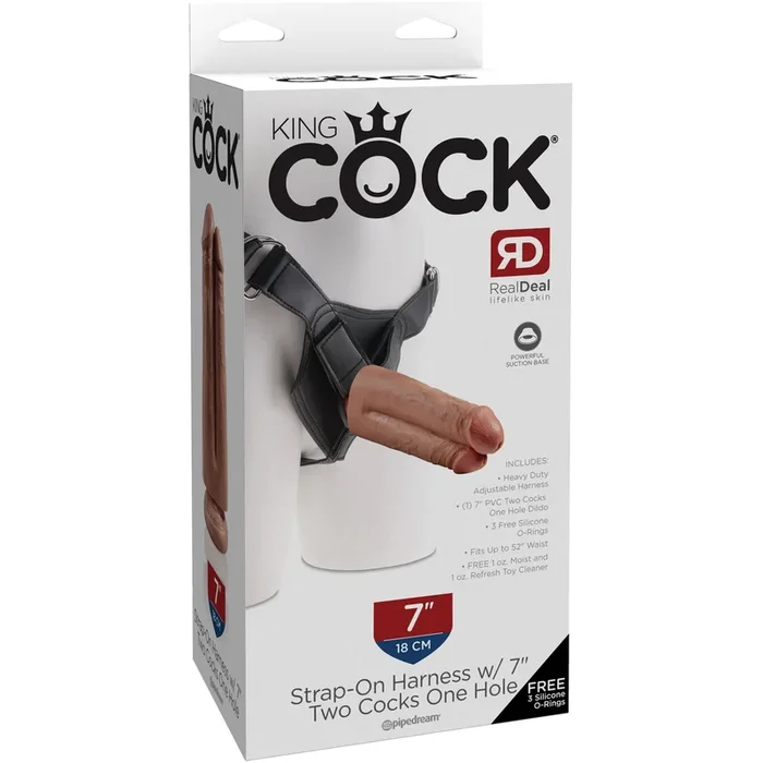King Cock Strap On Harness With Two Cocks One Hole 7″ by Pipedream Products®