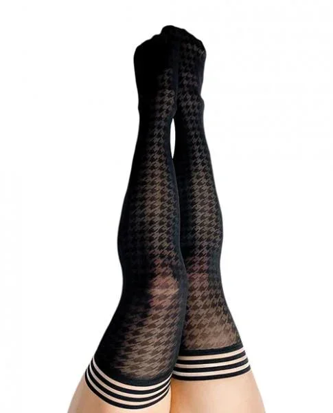 Kix’ies Meaghan Houndstooth Thigh High Black C