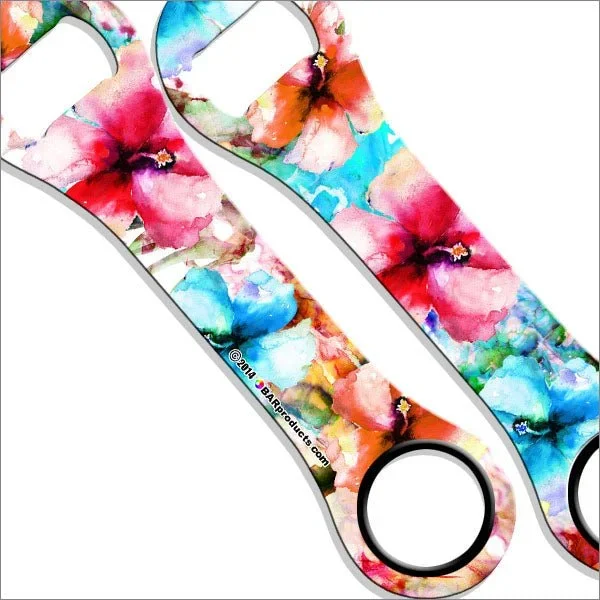 Kolorcoat™ Dog Bone Bottle Opener – Watercolor Hibiscus