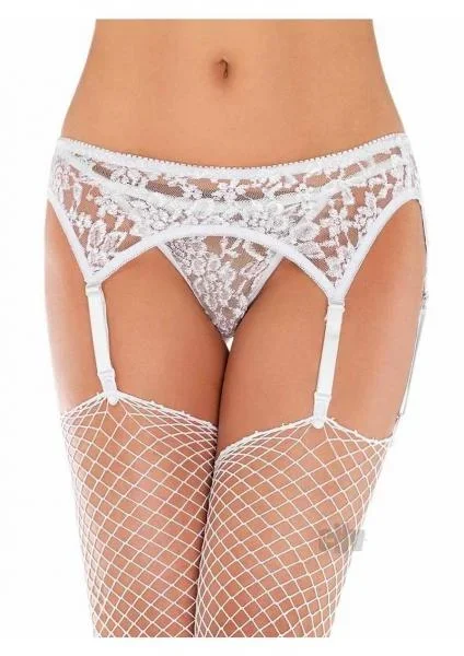 Lace Garter Belt W/ Thong Ps White